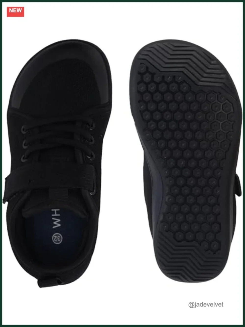 Wide Toe Box Barefoot School Shoes with Hook & Loop Straps